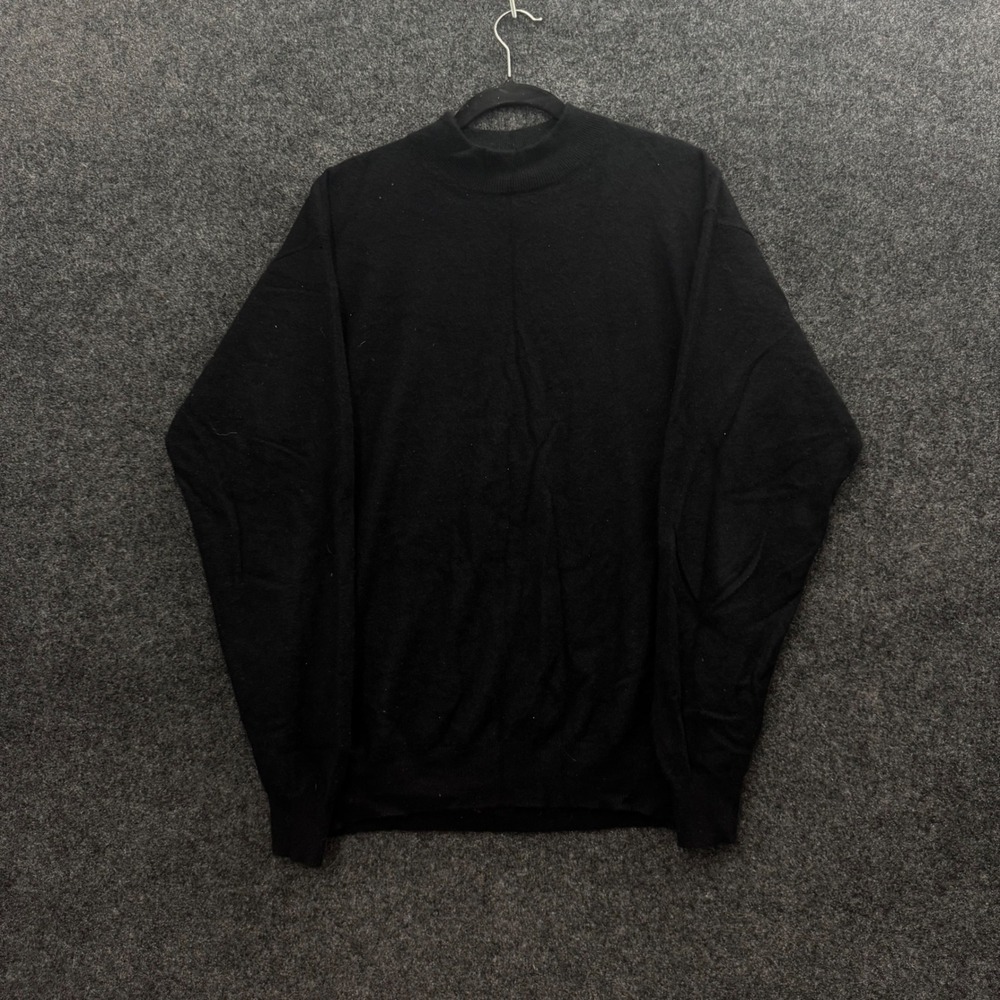 Vintage Mark Shale Black 100% Cashmere Mock Neck Sweater Mens XL AS IS